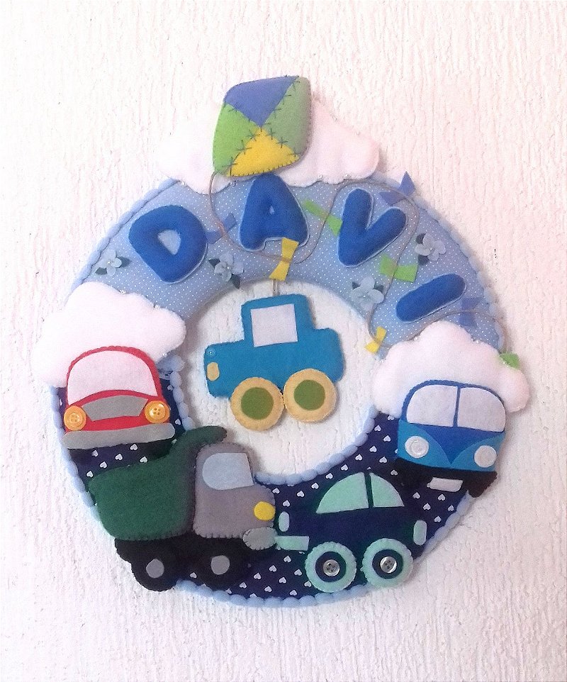 Guirlanda Decorativa de Feltro Carros