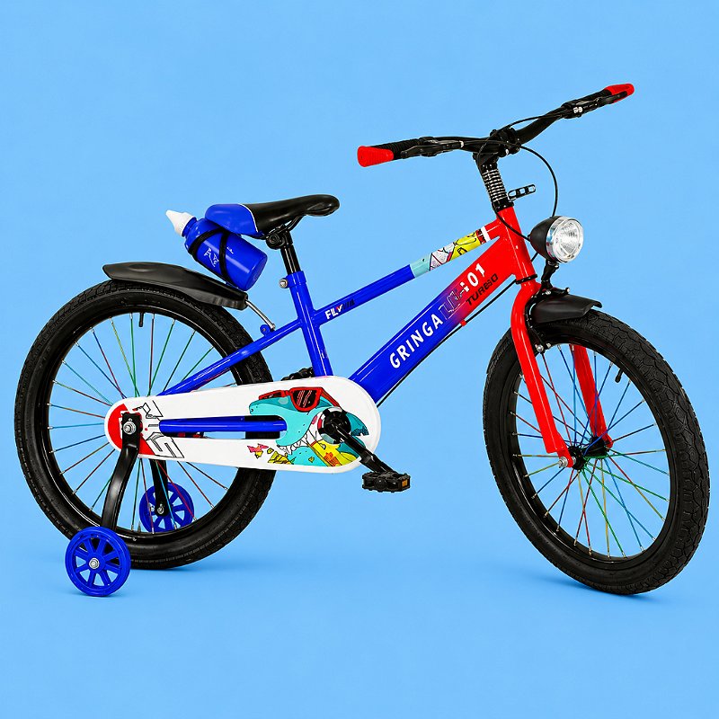Bicicleta Infantil Aro 16 Azul 4 a 8 Anos Estilo Shark com LED + Pneu Grosso + R