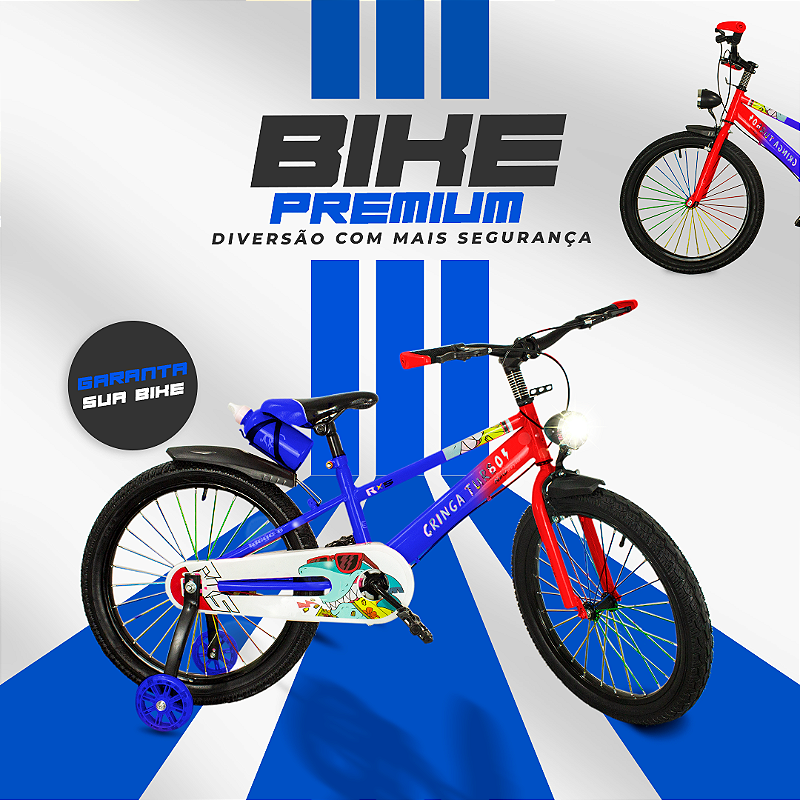 Bicicleta Infantil Aro 16 Azul 4 a 8 Anos Estilo Shark com LED + Pneu Grosso + R