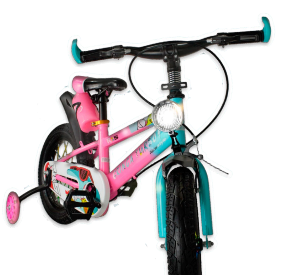 Bicicleta Infantil Aro 16 Rosa 4 a 8 Anos Estilo Shark com LED + Pneu Grosso + R