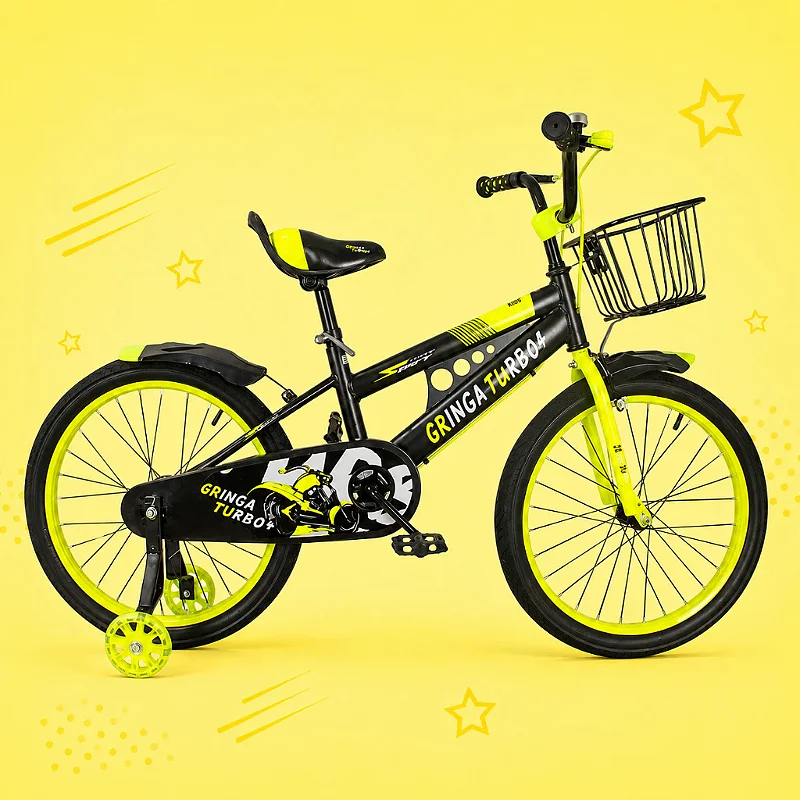 Bicicleta Infantil Menina Turbo Aro 16 LED + Rodinha LED + Freio V-Brake + Cesti