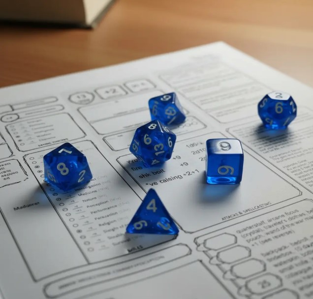 Conjunto de Dados RPG Dungeons & Dragons Azuis