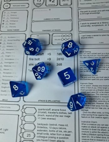 Conjunto de Dados RPG Dungeons & Dragons Azuis