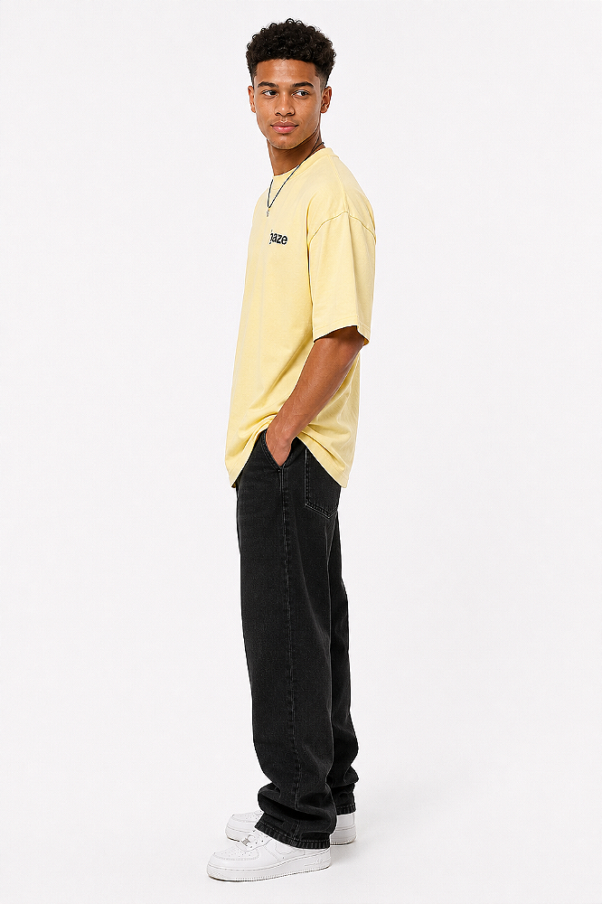 Camiseta Oversized Masculina Amarela Estampada Haze