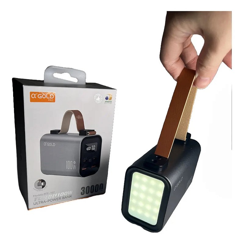 Carregador Portátil A’gold Pro BTE-102 Power Bank 30.000mAh Turbo