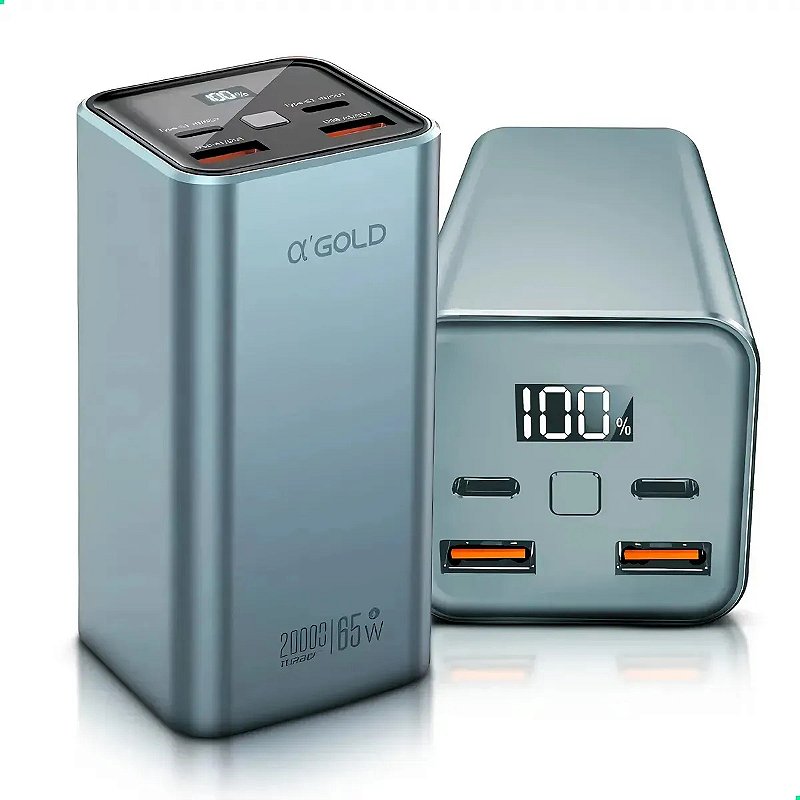 Power Bank A'Gold BTE92 20000mAh 65W Turbo USB-C Azul Quick Charge PD