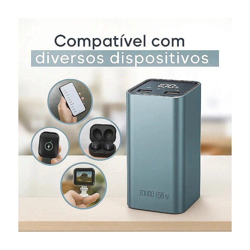 Power Bank A'Gold BTE92 20000mAh 65W Turbo USB-C Azul Quick Charge PD