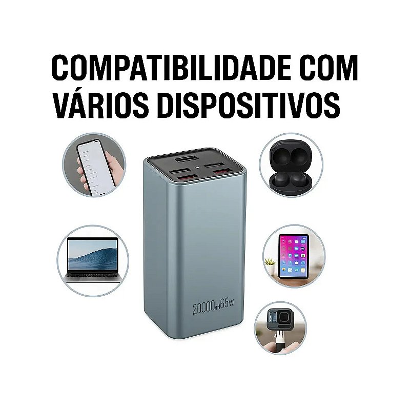 Power Bank A'Gold BTE92 20000mAh 65W Turbo USB-C Azul Quick Charge PD