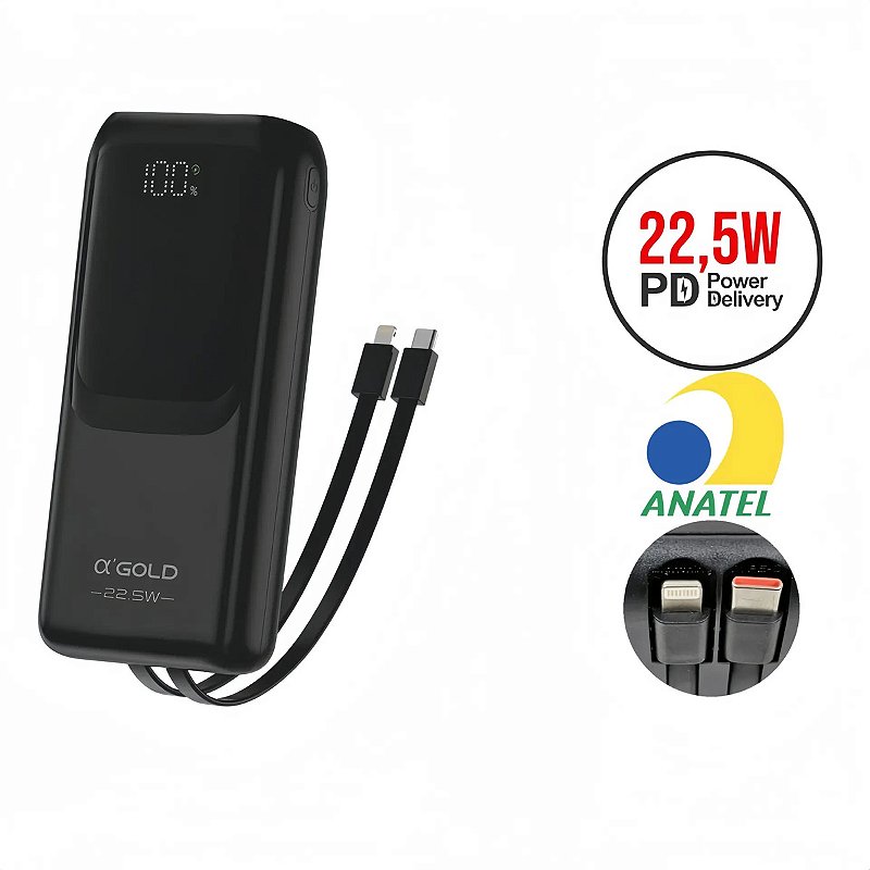 Carregador Portátil A’Gold Pro BTE-41 20000mah Turbo 22,5w Powerbank Universal