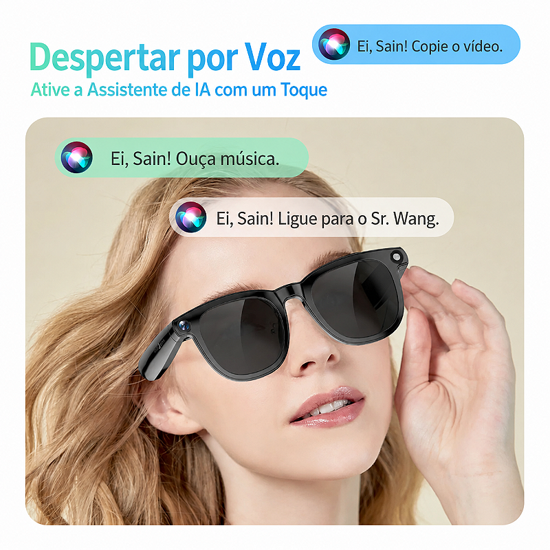 Óculos Inteligentes IA Com Câmera | Assistente De Voz & Tradutor de Idiomas SMART GLASSES CY01