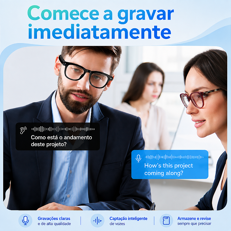 Óculos Inteligentes IA Com Câmera | Assistente De Voz & Tradutor de Idiomas SMART GLASSES CY01