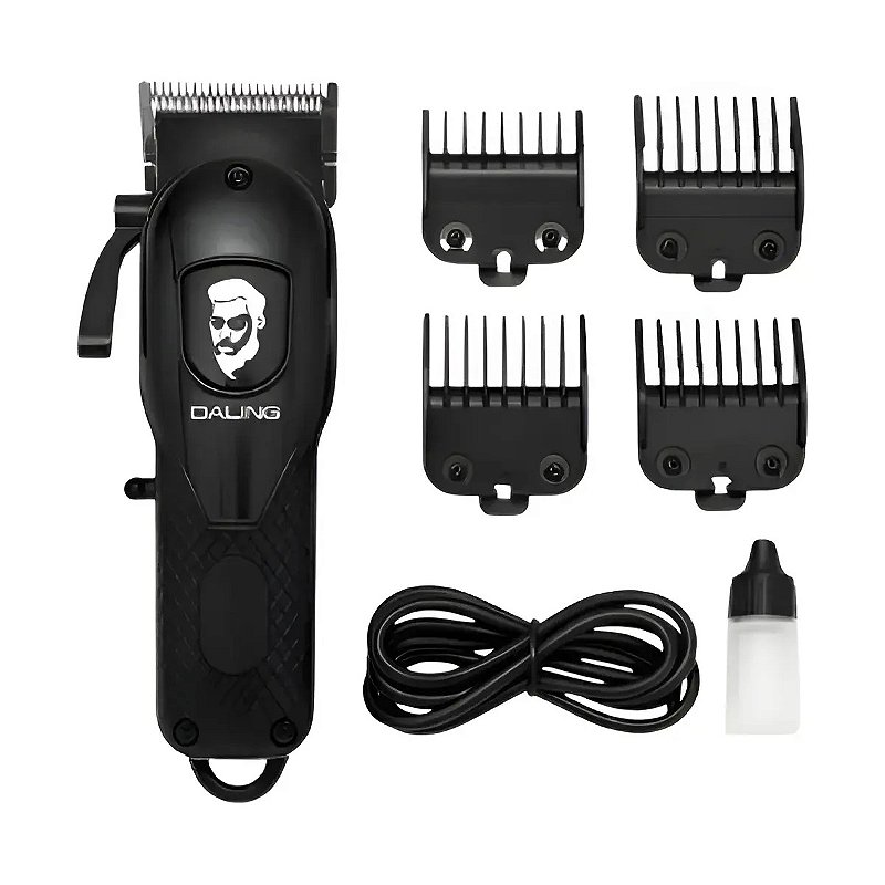 Máquina de Cortar Cabelo Daling Hair Clipper Dl-1755 Black Clipper Máquina de Cortar Cabelo