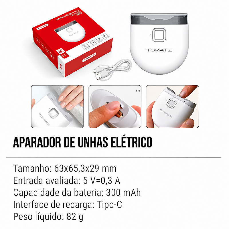 Aparador de Unhas Elétrico TOMATE MA-005