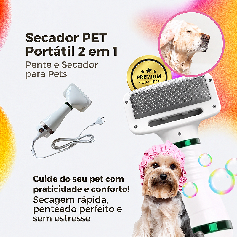 Secador De Cachorro 110V Pente Soprador Banho Pet Gato 2 Em1 ANJGG