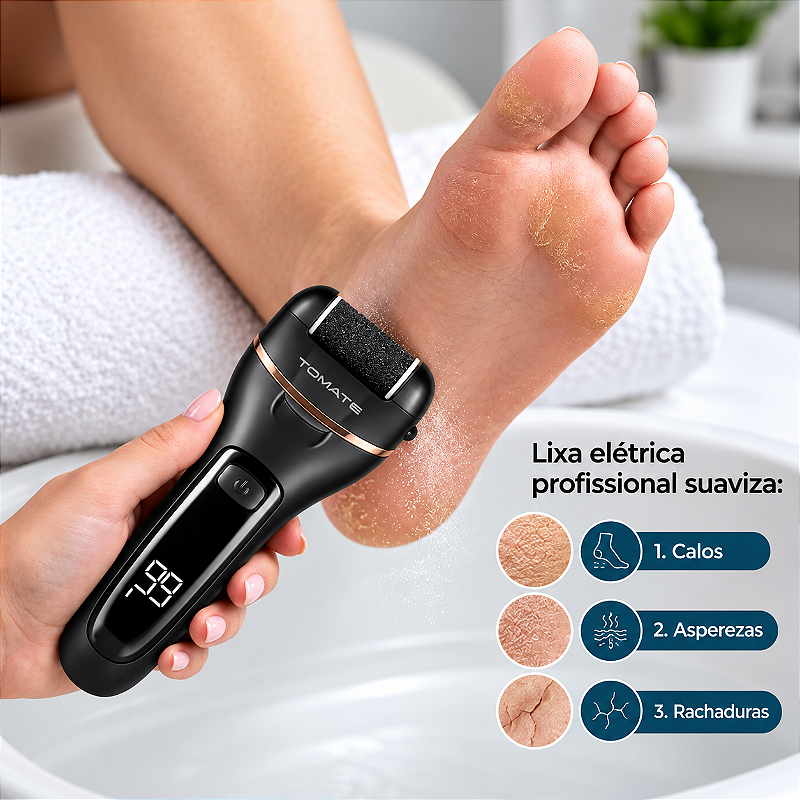 Lixa Elétrica Para Pés Recarregável Usb Removedor De Calos MAG-043 TOMATE