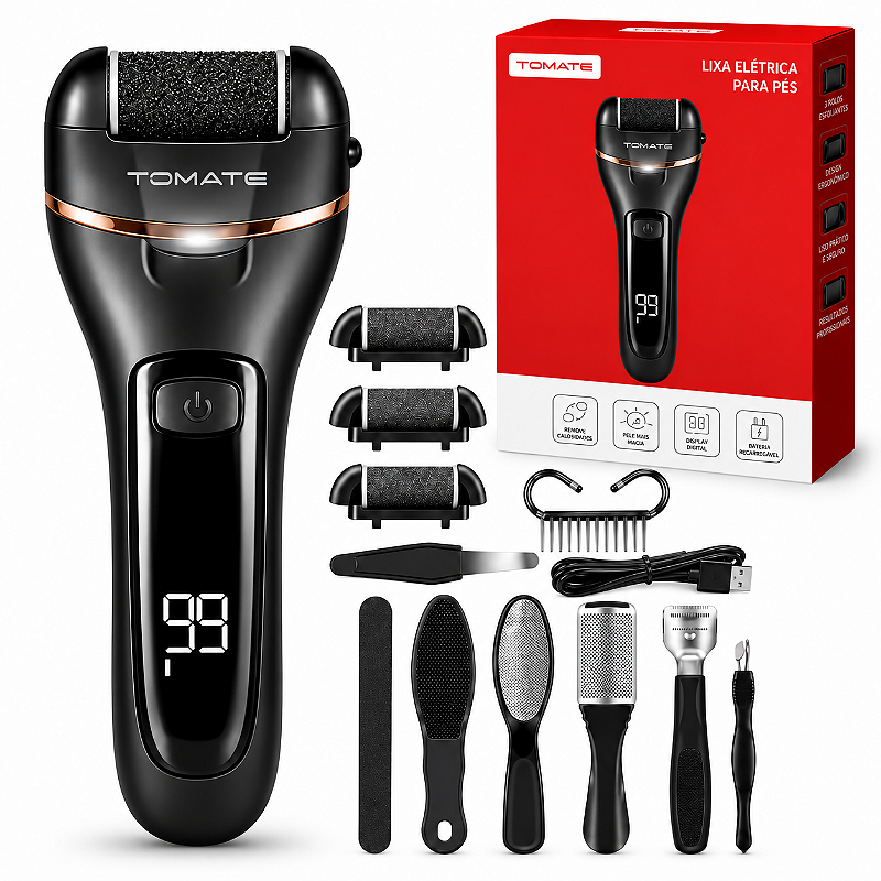Lixa Elétrica Para Pés Recarregável Usb Removedor De Calos MAG-043 TOMATE