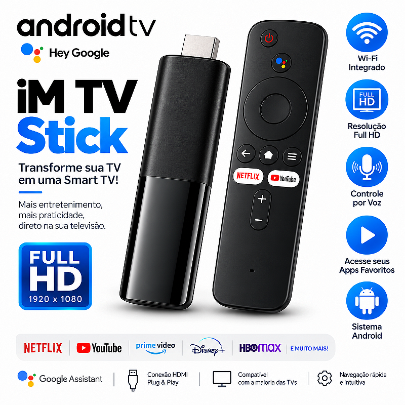 IM TV Stick Android Tv Box Full Hd Streaming Conversor WIFI