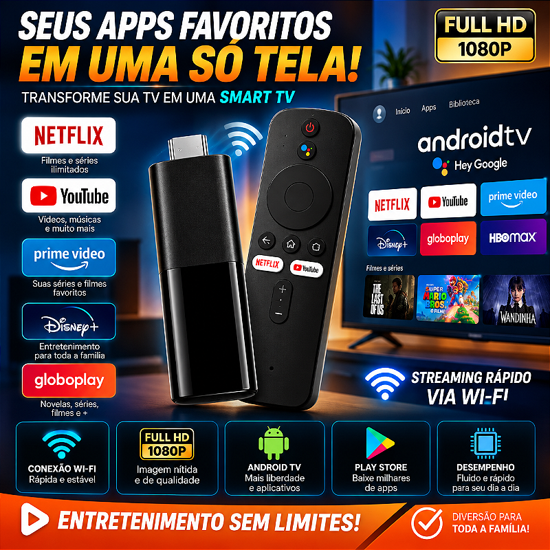 IM TV Stick Android Tv Box Full Hd Streaming Conversor WIFI