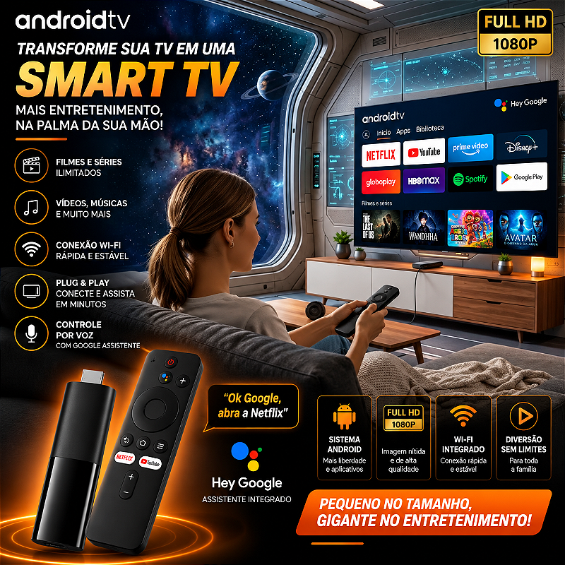 IM TV Stick Android Tv Box Full Hd Streaming Conversor WIFI