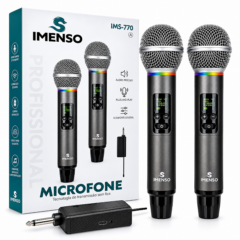 Microfone Imenso Sem Fio IMS-770 Plug And Play
