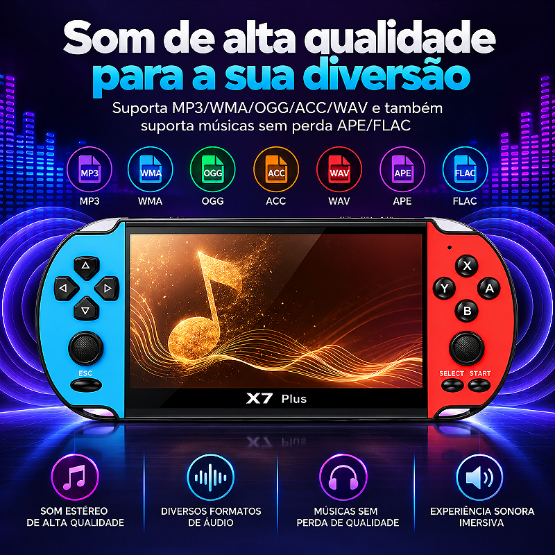 Video Game Console Portátil X7 Plus Tela De 5.1 Polegadas Com Jogos Clássicos Retrô