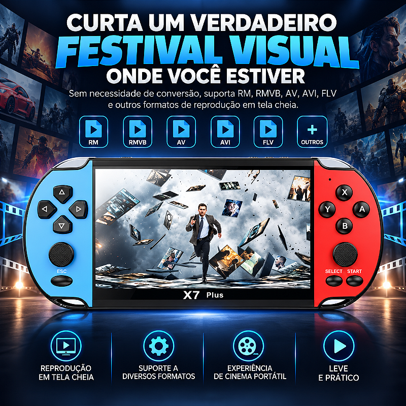 Video Game Console Portátil X7 Plus Tela De 5.1 Polegadas Com Jogos Clássicos Retrô