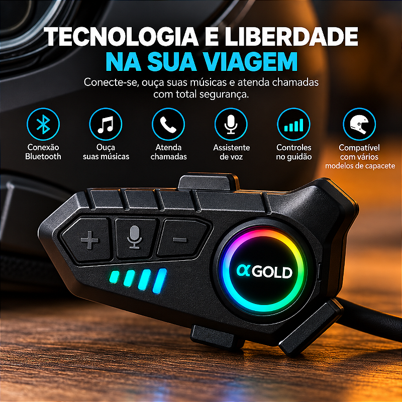 Fone Bluetooth Capacete MCF-36 Prova D'Água IPX6 Com Microfone