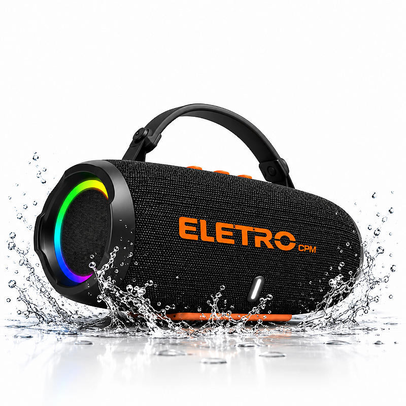 Caixa de Som Bluetooth EL-1145 com 50W, Iluminação RGB e Resistência à Água ELETROMEX