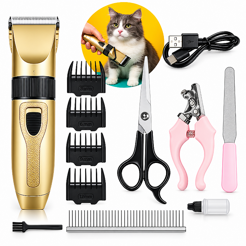 Kit Aparador Pet 12 Peças Máquina De Tosa Cães E Gatos LMF-1100 LUATEX