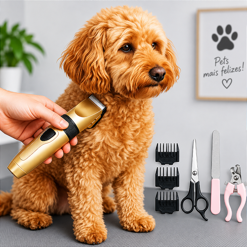 Kit Aparador Pet 12 Peças Máquina De Tosa Cães E Gatos LMF-1100 LUATEX