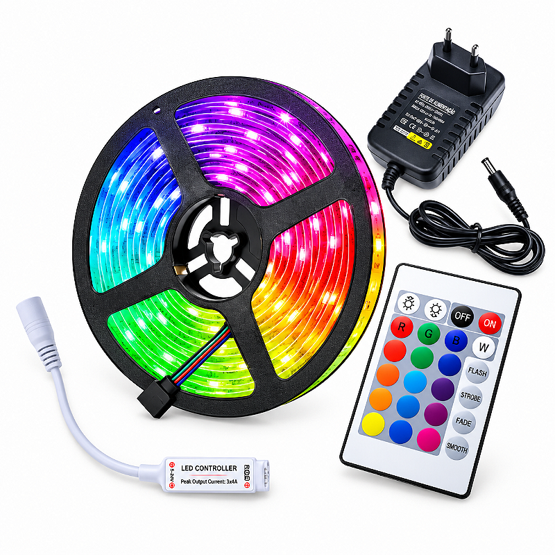 Fita Led RGB Rolo 5METROS + Controle + Fonte ALTOMEX AL-5050SK-5