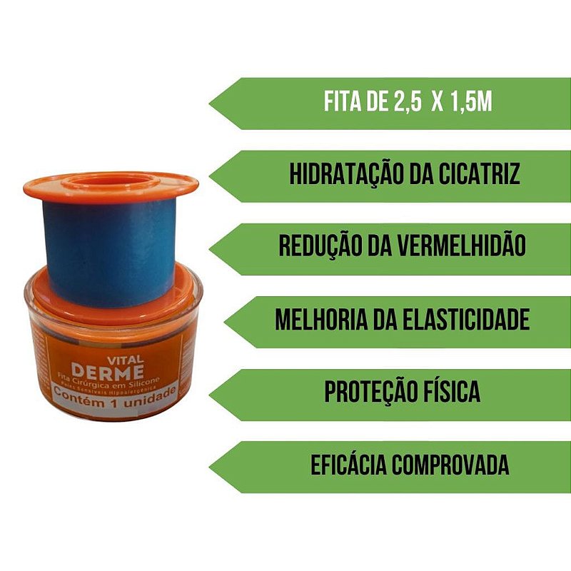 Fita De Silicone Cirúrgica 2,5cm X 5 Mts Indolor Vitalderme