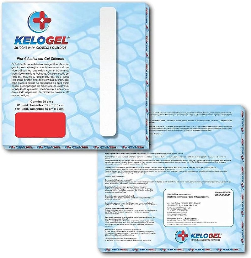 Placa De Silicone Queimados E Cicatriz Kelogel 10x10cm