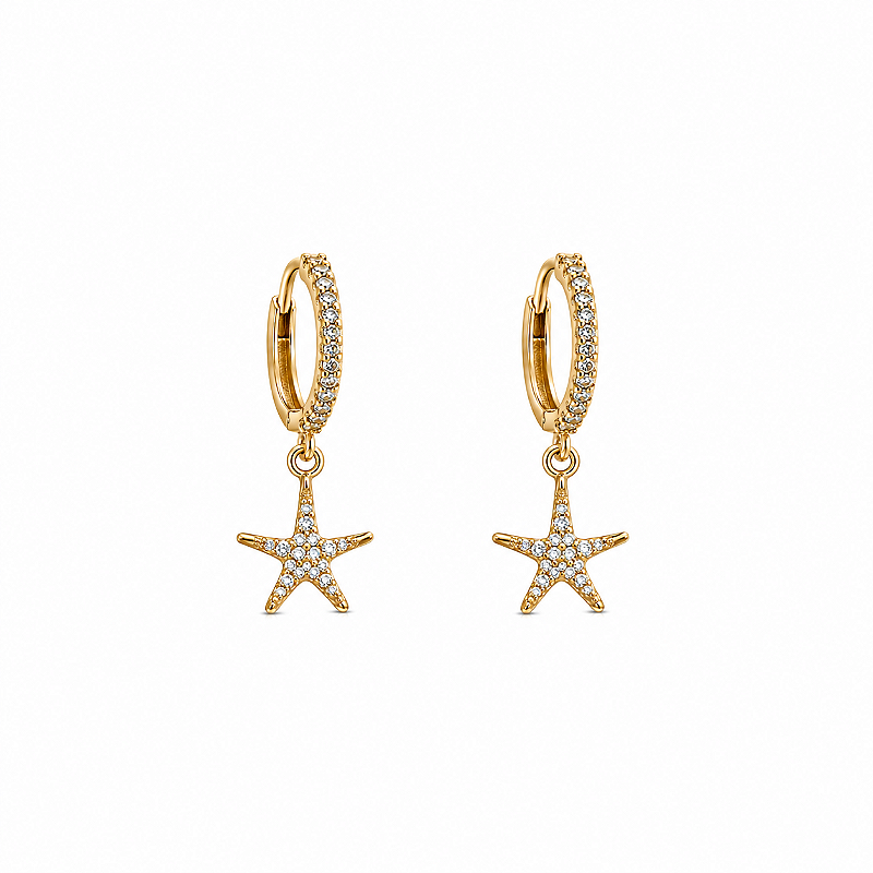 Argolinha Estrela Cravejada Folheada a Ouro