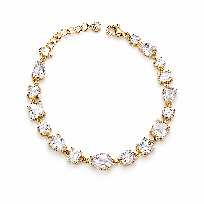 Pulseira Folheada a Ouro com Pedras Brilhantes
