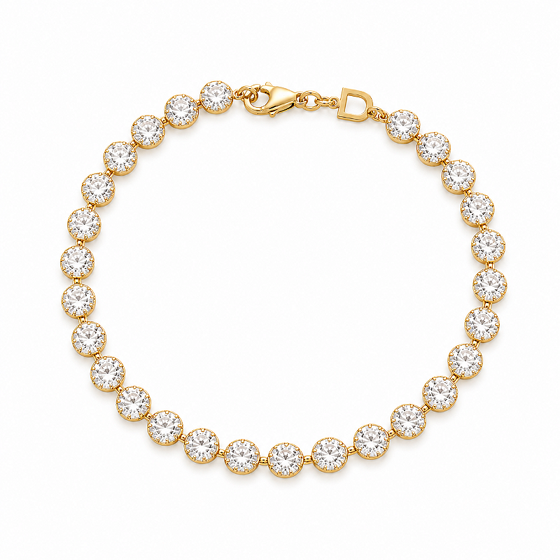 Pulseira Folheada a Ouro com Zircônia
