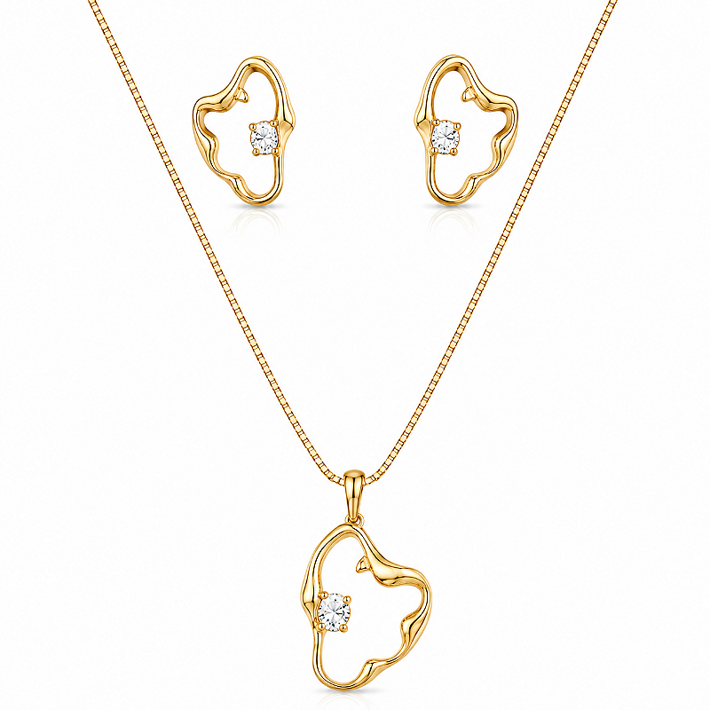 Conjunto orgânico folheado a ouro