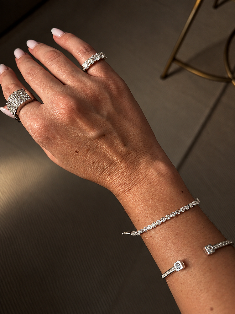Bracelete Folheado a Prata com Zircônias