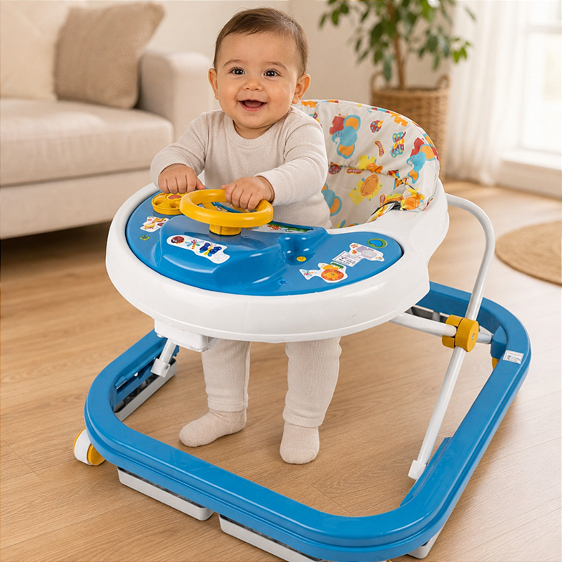 Andador Bebê Infantil Musical Sonoro Azul Primeiros Passos