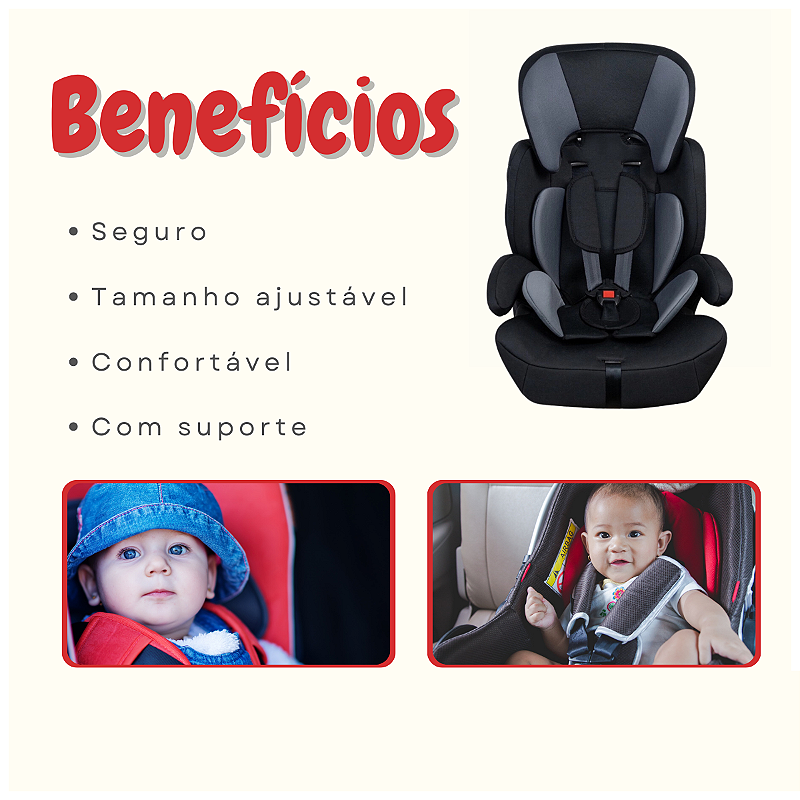 Cadeirinha Infantil Bebe Carro 09 a 36kg PtoGraf Segurança