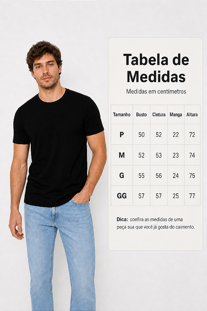 Camiseta Masculina Básica 100% Algodão Peruano Manga Curta