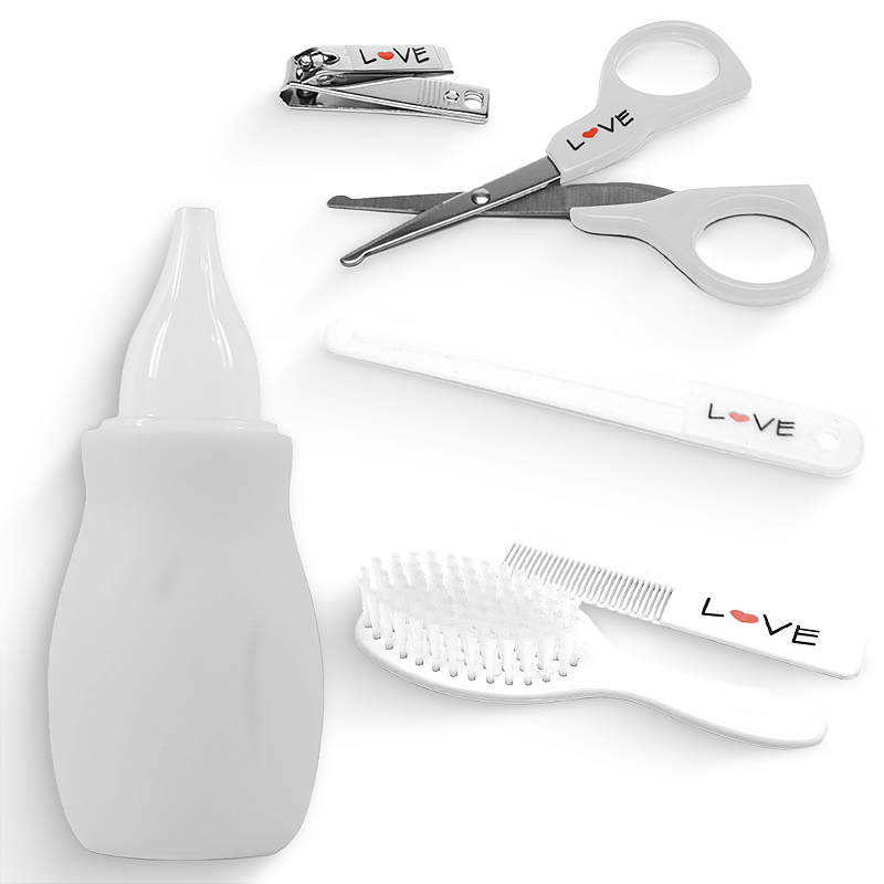 Kit Baby Tesoura, Cortador Unha, Pente, Aspirador Nasal Love