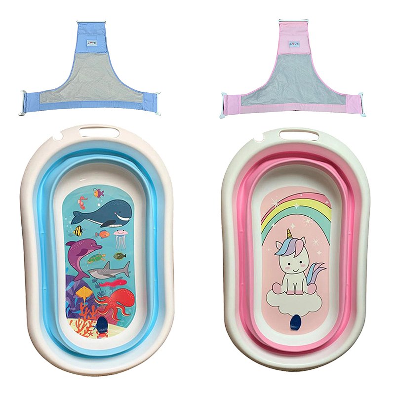 Kit Banheira De Bebê Retratil Dobravel + Rede Proteção Love