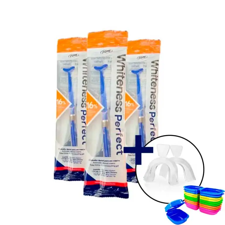 3 Clareador Whiteness Perfect 16% + 1 Par de Moldeira