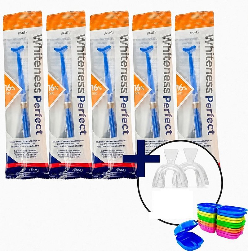 5 Clareador Whiteness Perfect 16% + 1 Par de Moldeira