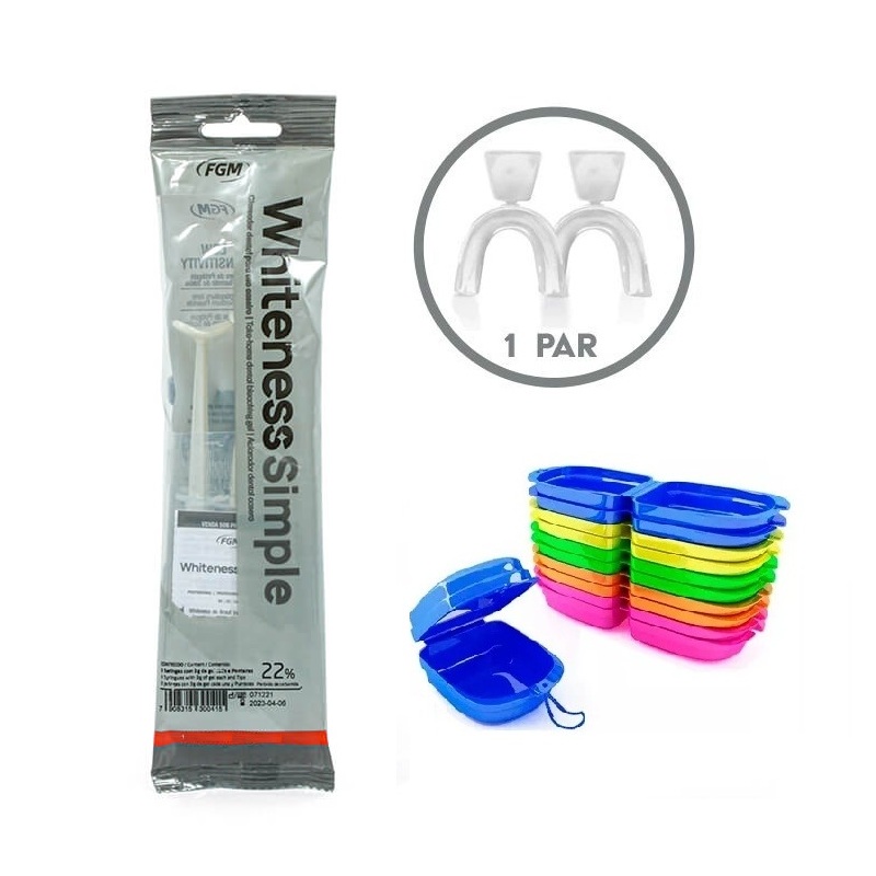 3 Clareador Whiteness Simple 22% + 1 Par de Moldeira