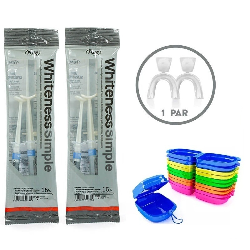 6 Clareador Whiteness Simple 16% + 1 Par de Moldeira