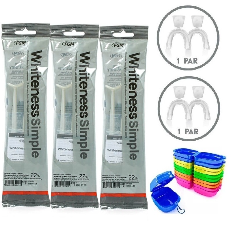 9 Clareador Whiteness Simple 22% + 2 Pares de Moldeira