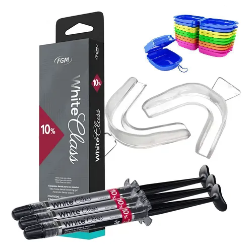 3 Clareador White Class 10% + 1 Par de Moldeira