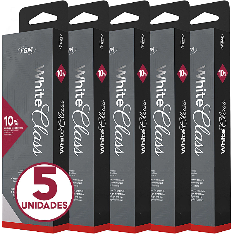 5 Clareador White Class 10% + 1 Par de Moldeira